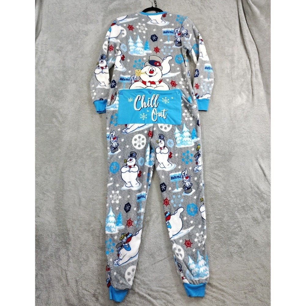 Frosty The Snowman Pajamas XS One Pc Adult Christmas Fleece Party Working Flap